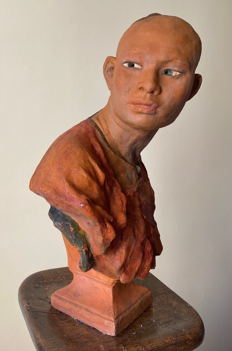 « Le Chinois ». Terre cuite XXème d’après J.B. Carpeaux.