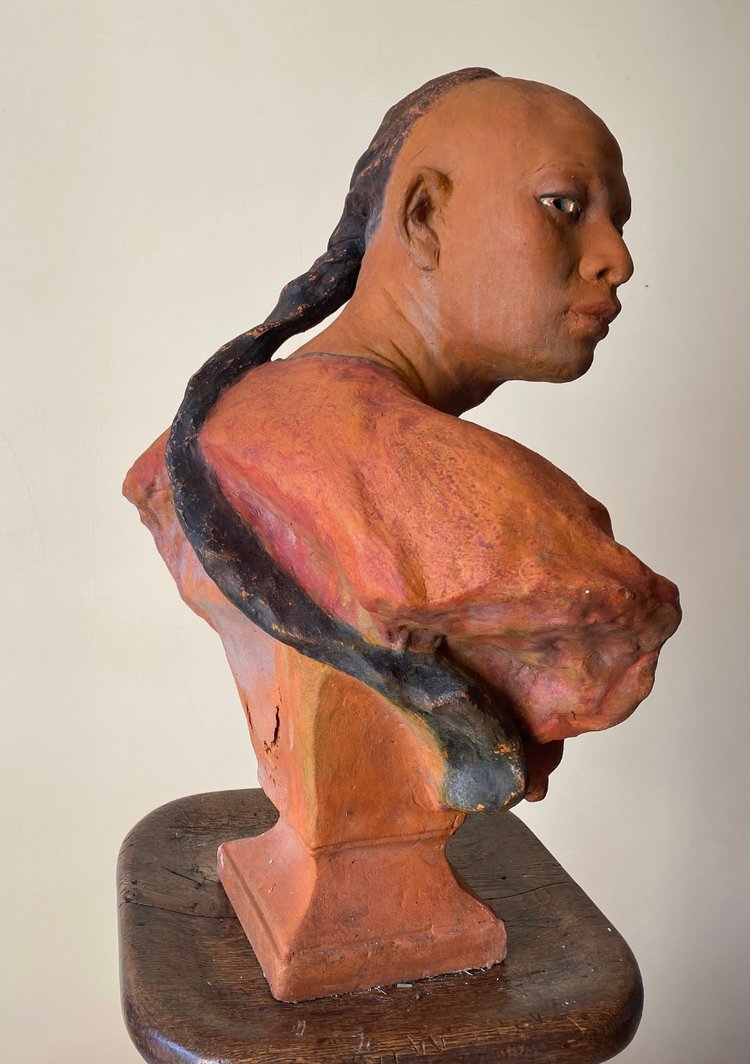 « Le Chinois ». Terre cuite XXème d’après J.B. Carpeaux.
