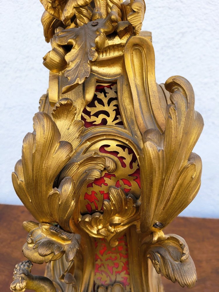Gilt Bronze Rocaille Clock, Napoleon III, 19th Century