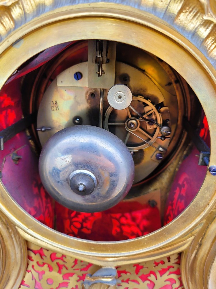 Gilt Bronze Rocaille Clock, Napoleon III, 19th Century