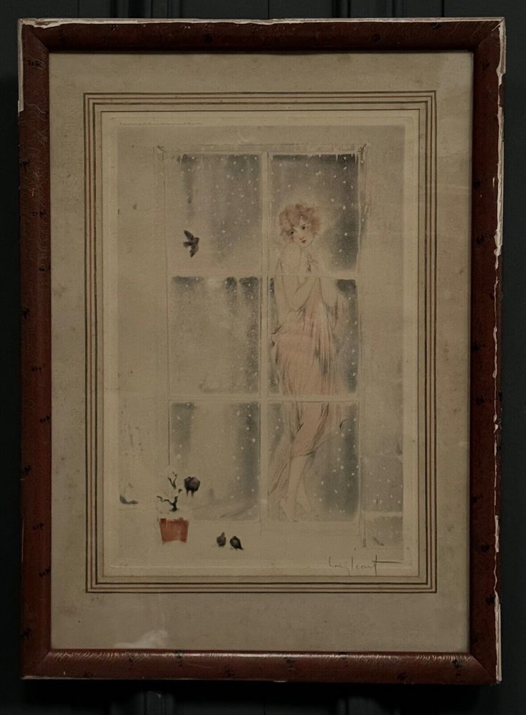 Litografia Louis Icart a puntasecca La Frileuse XX secolo