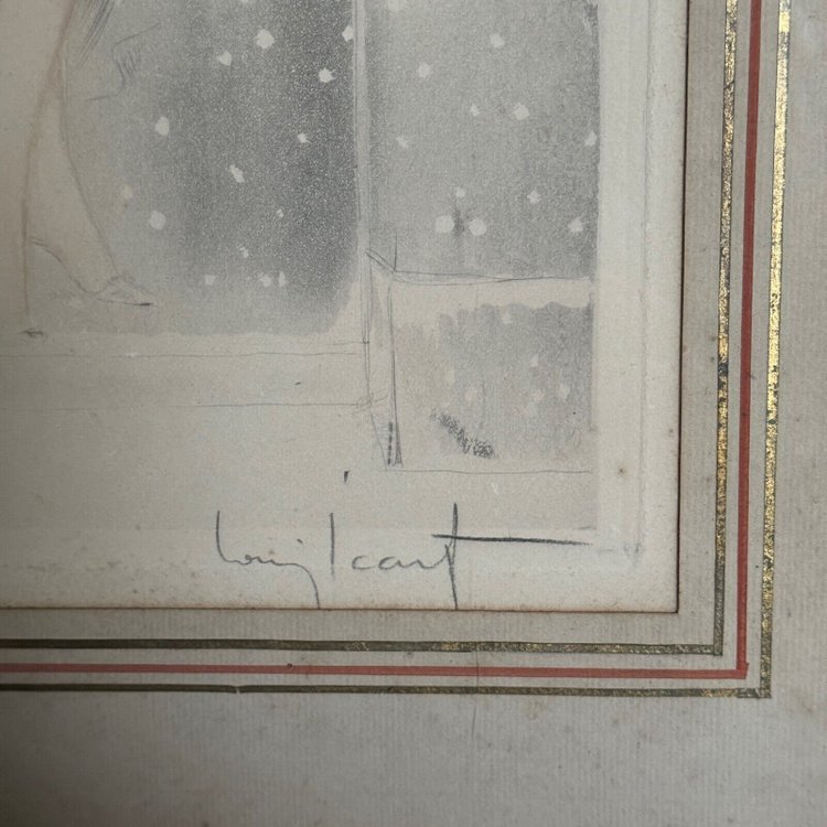 Litografia Louis Icart a puntasecca La Frileuse XX secolo