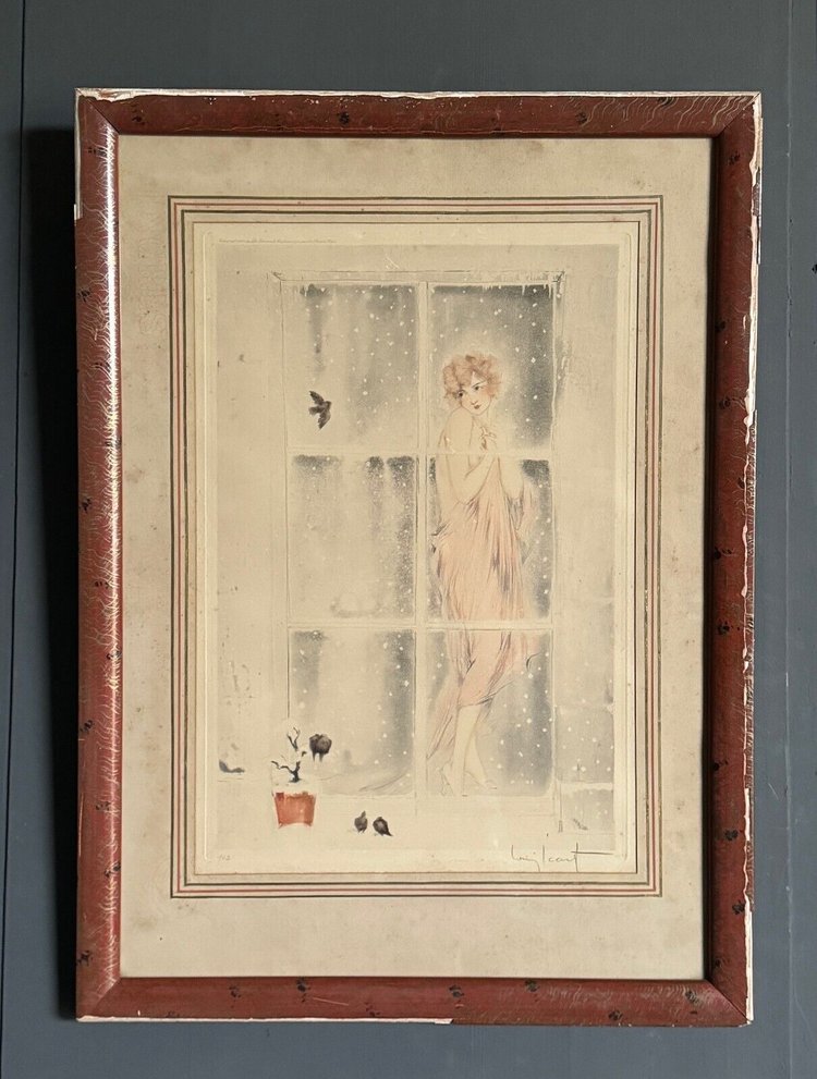 Litografia Louis Icart a puntasecca La Frileuse XX secolo