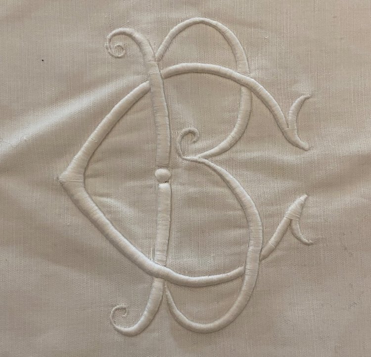 Coperta nuziale in cotone monogrammata a.C. inizio XX secolo