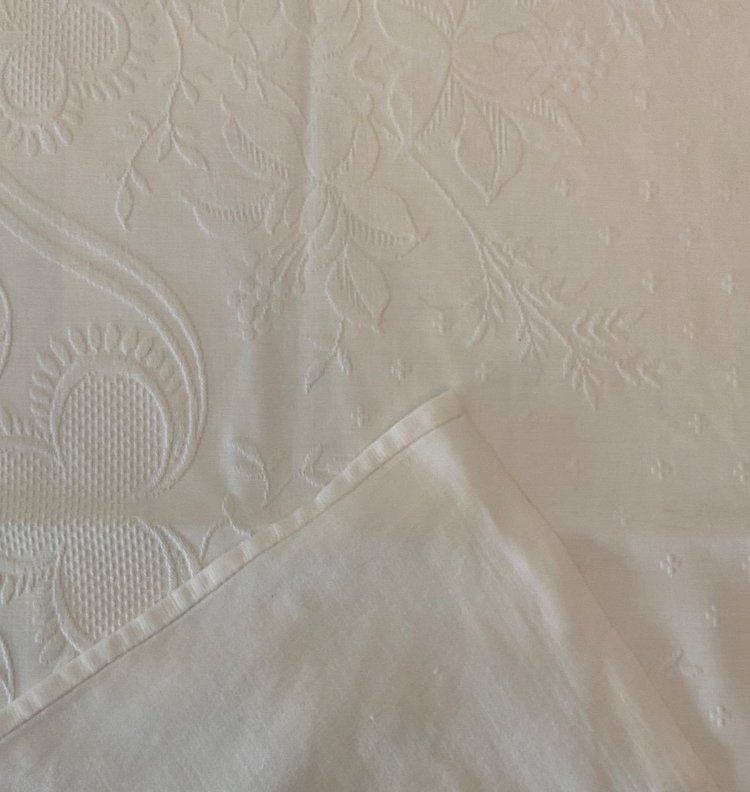 Coperta nuziale in cotone monogrammata a.C. inizio XX secolo