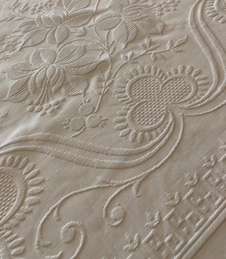 Coperta nuziale in cotone monogrammata a.C. inizio XX secolo