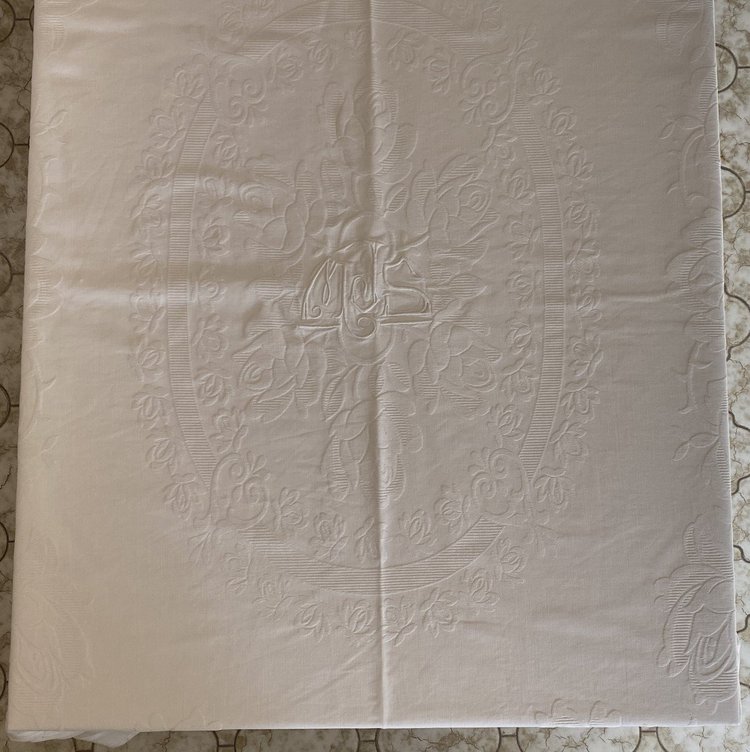 Coperta matrimoniale in cotone con monogramma MJS