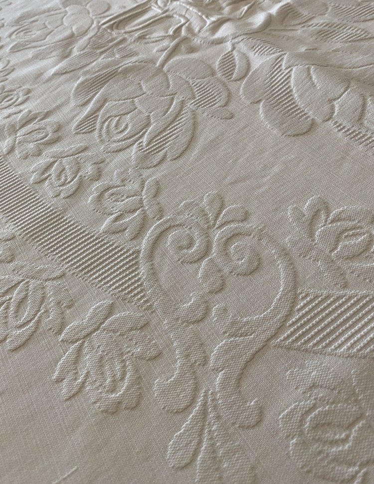 Coperta matrimoniale in cotone con monogramma MJS