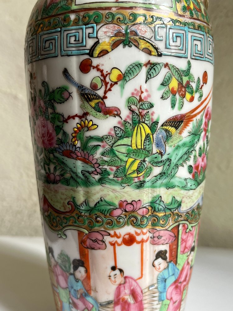 Original vase porcelaine de Chine Canton XIXème