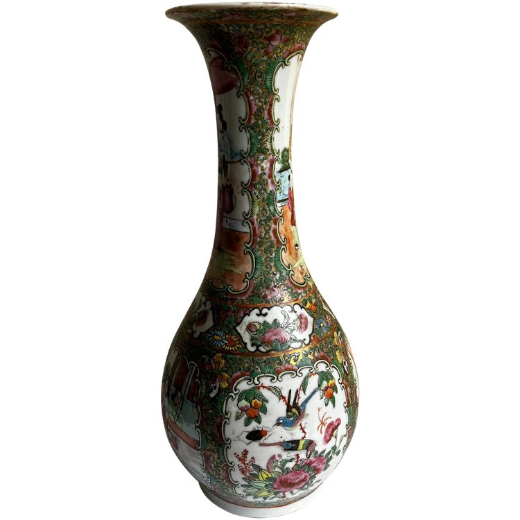Vaso in porcellana cinese (Canton) del XIX secolo in perfetto stato di conservazione