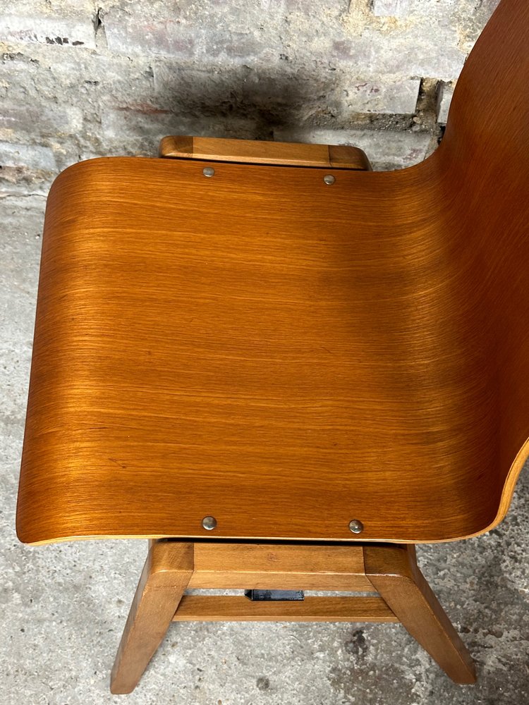 Scandinavian thermoformed beech chairs (set of 8) 1960'S