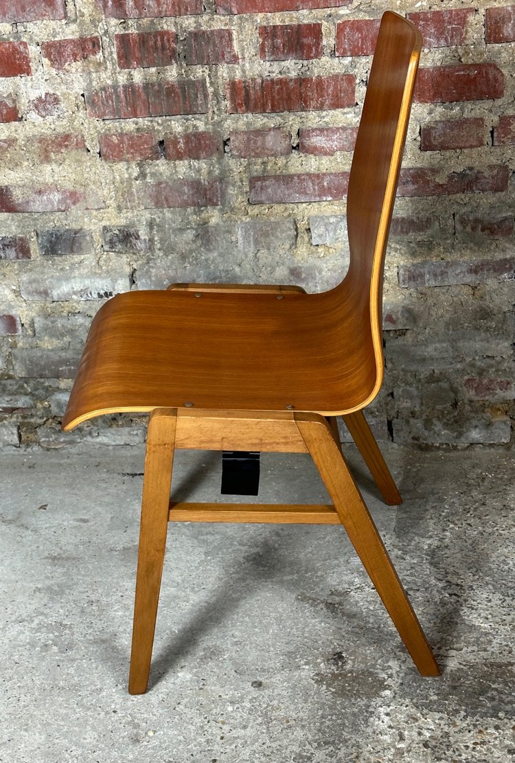 Scandinavian thermoformed beech chairs (set of 8) 1960'S