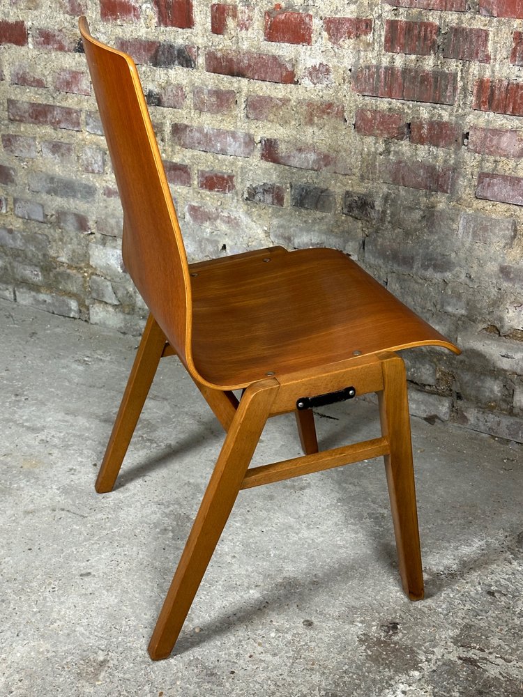 Scandinavian thermoformed beech chairs (set of 8) 1960'S