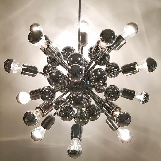 1970 Amazing Sputnik Chandelier by Goffredo Reggiani in Chrome. Made in Italy