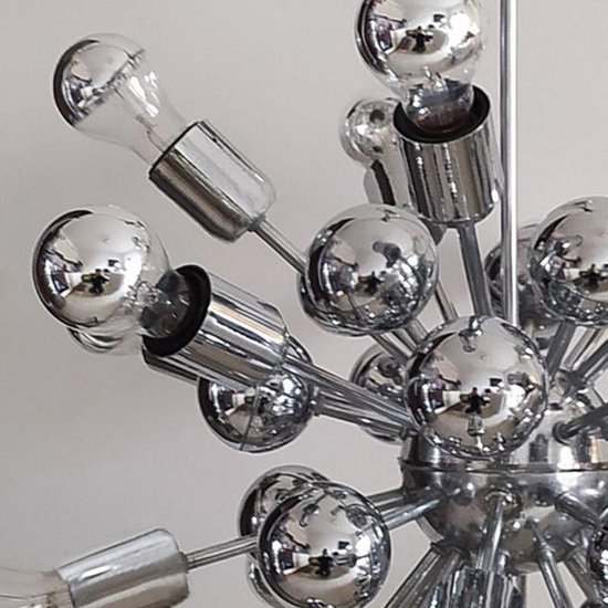 1970 Amazing Sputnik Chandelier by Goffredo Reggiani in Chrome. Made in Italy