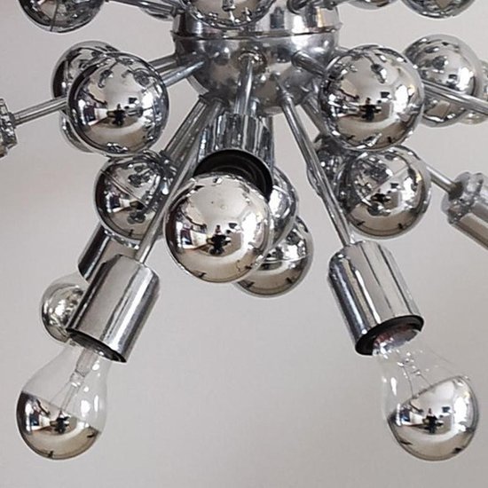 1970 Amazing Sputnik Chandelier by Goffredo Reggiani in Chrome. Made in Italy