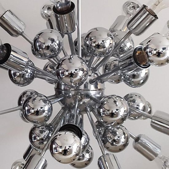 1970 Amazing Sputnik Chandelier by Goffredo Reggiani in Chrome. Made in Italy