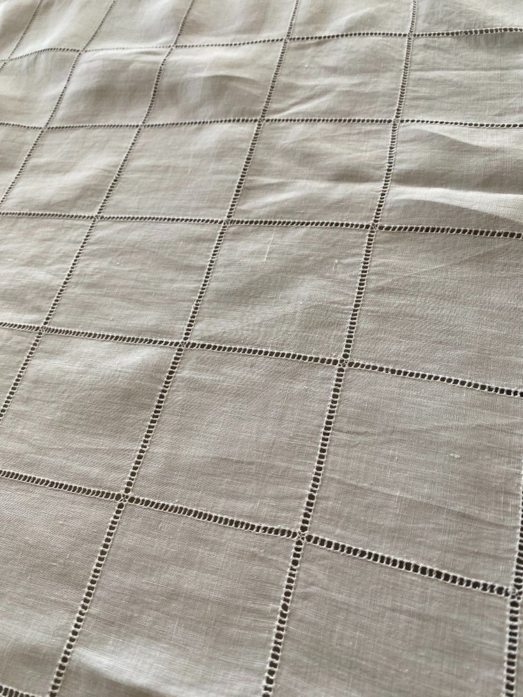 Linen Thread Square Tablecloth Early XXth Century