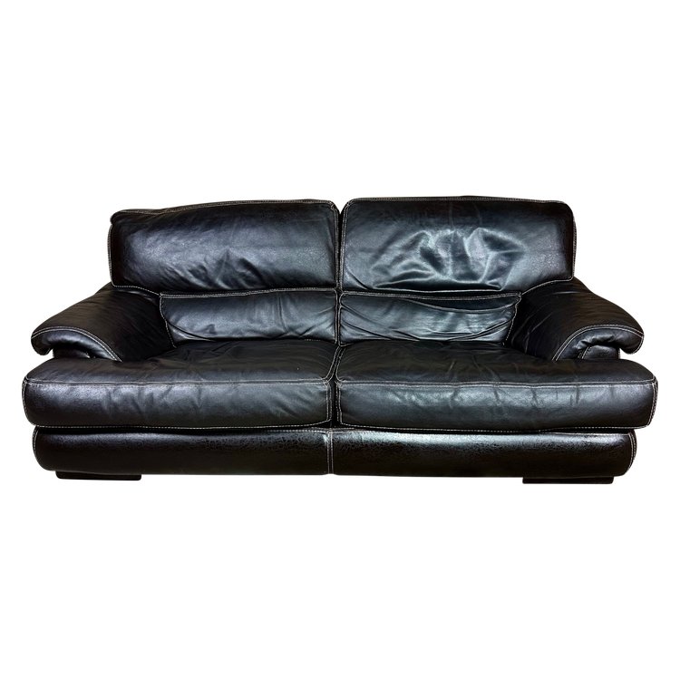 Canapé 2 places en cuir Coloris Chocolat Roche Bobois 80'S