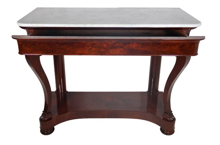 Console in mogano, periodo della Restaurazione, 1820 circa