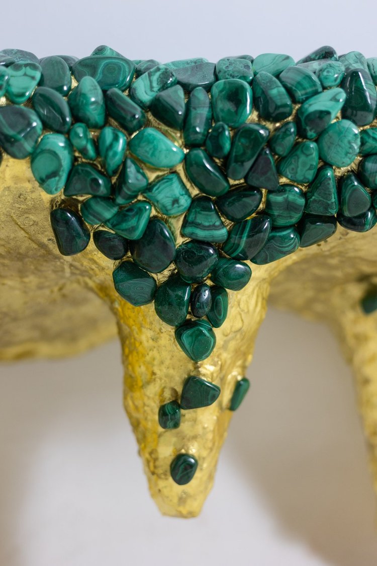 Malachite console with stalactite decoration. Contemporary work. LS60027805G
