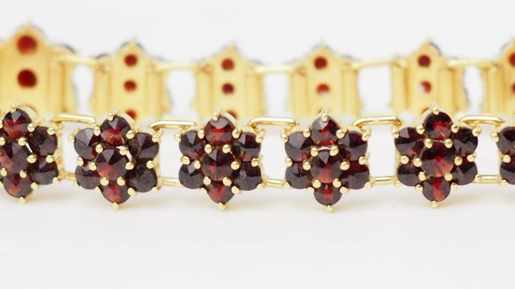 Bracciale vintage in oro giallo e granato