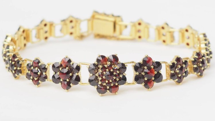 Bracciale vintage in oro giallo e granato