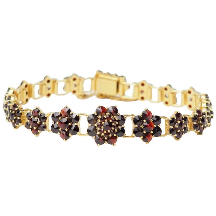 Bracciale vintage in oro giallo e granato
