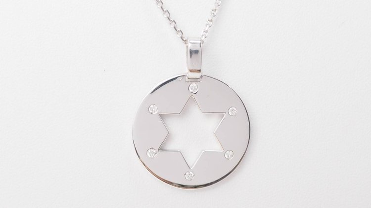 Halskette mit Davidstern-Anhänger aus Weißgold und Diamanten