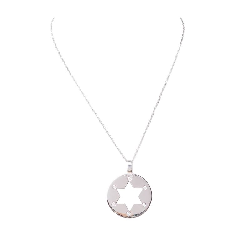 Halskette mit Davidstern-Anhänger aus Weißgold und Diamanten