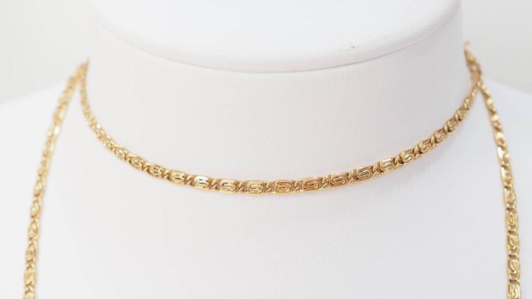 Collier maille plate en or jaune