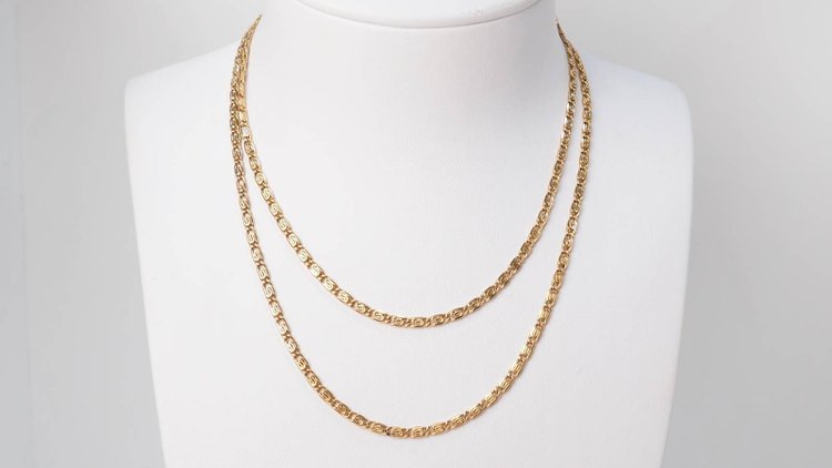 Collier maille plate en or jaune