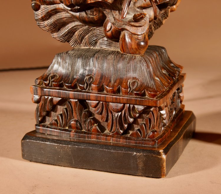  Indonesian, possibly Bali, original carved hardwood table lamp.