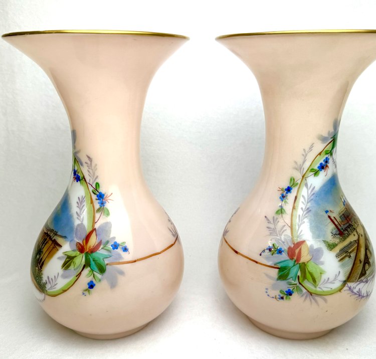 Pair Of Opaline Vases- Palais Omnibus Exposition Universelle De 1867