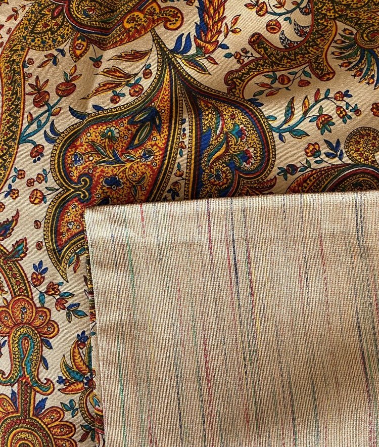 Pair of curtains, linen curtains decor cashmere XX th