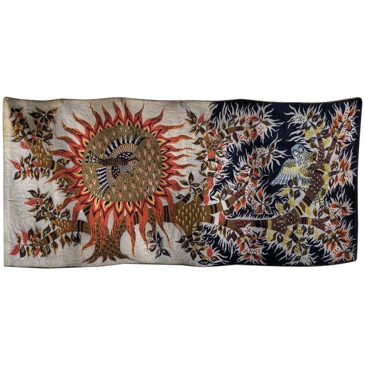 Grande Tapisserie Aubusson By M. Ray Day And Night 1960 XX th