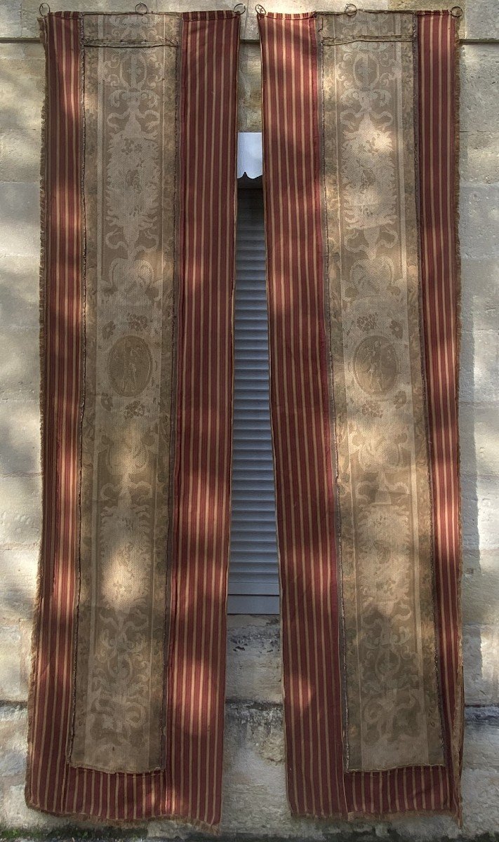 Coppia Di Tendaggi, Tende In Arazzo Cherubini XIX