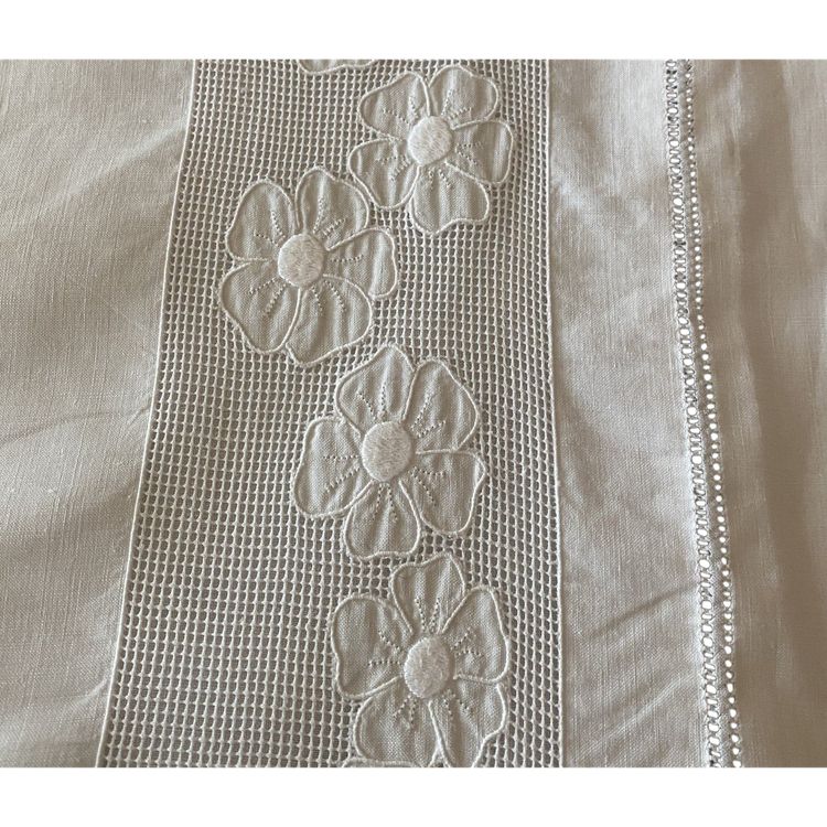 Coppia di Federe Appliques dei fiori XIX ème