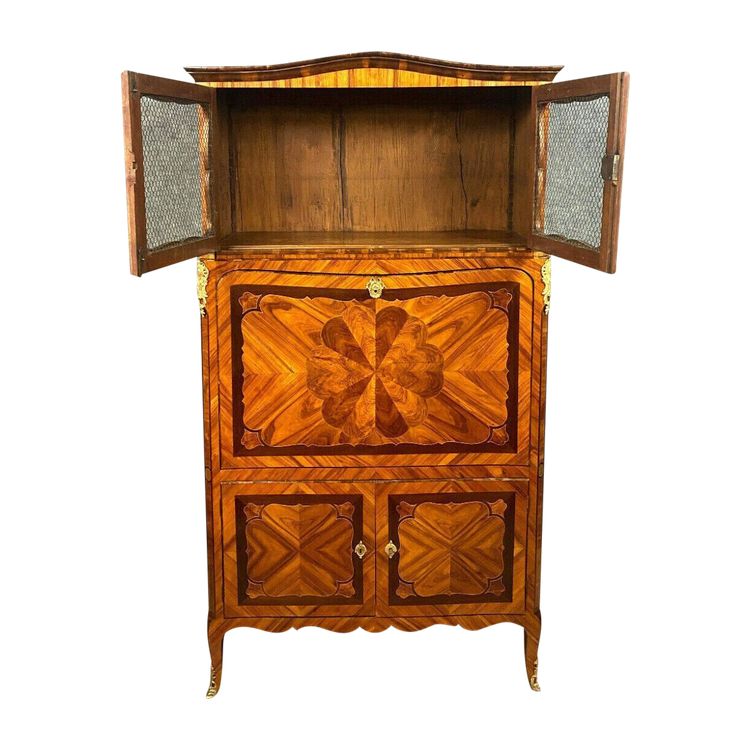 Dans l'esprit de Thomas Hache : exceptionnel secrétaire Guillotine époque Louis XV en marqueterie