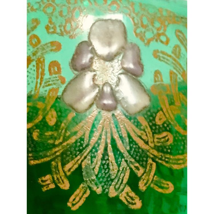 Art-Nouveau-Vase aus farbigem Glas / Emaille Legras