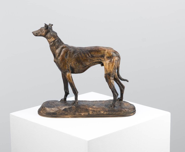 Emmanuel Frémiet - Windhund - Bronzestatue