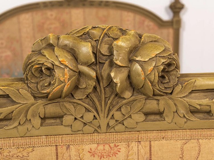 Richly carved Louis XV style bed 160 cm