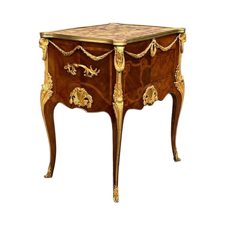 MEUBLE DE SALON NAPOLÉON III EN MARQUETERIE ORNÉ DE BRONZE DORÉ D’APRÈS SORMANI