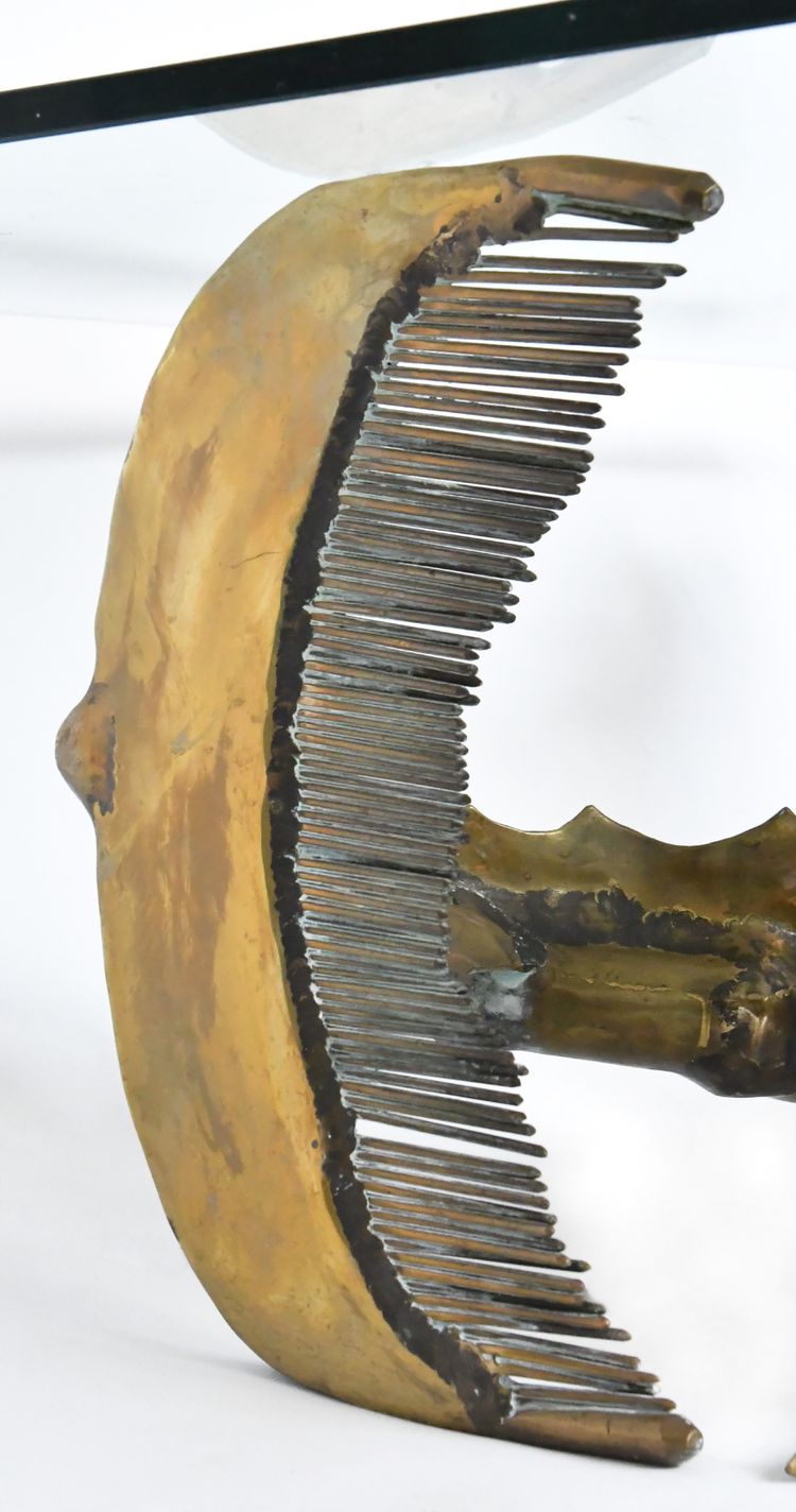 Christian Techoueyres' Couchtisch im Hollywood-Regency-Stil aus Messing und vergoldeter Bronze