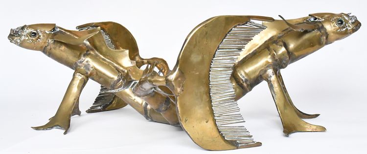Christian Techoueyres' Couchtisch im Hollywood-Regency-Stil aus Messing und vergoldeter Bronze