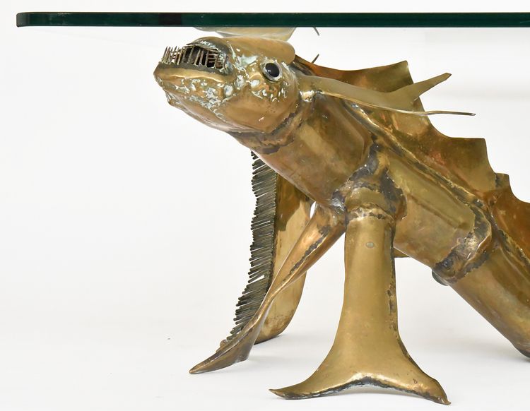 Christian Techoueyres' Couchtisch im Hollywood-Regency-Stil aus Messing und vergoldeter Bronze