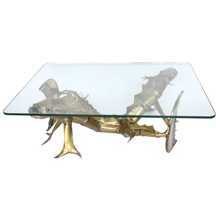 Christian Techoueyres' Couchtisch im Hollywood-Regency-Stil aus Messing und vergoldeter Bronze