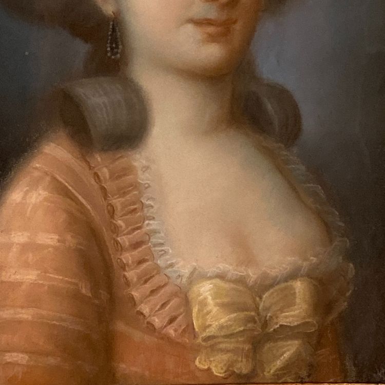 Portrait de jeune femme d'époque Louis XVI pastel