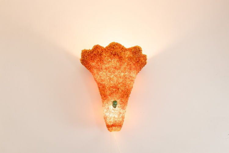 Pair of sconces in amber and malachite. Contemporary work. LS60052086G