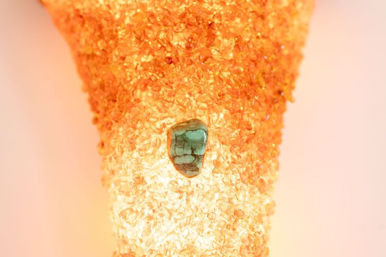 Pair of sconces in amber and malachite. Contemporary work. LS60052086G
